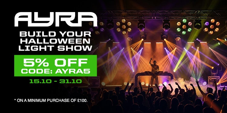 Ayra: build your Halloween light show. 5% off with code AYRA5 from 15.10 to 31.10, on a minimum purchase of £100
