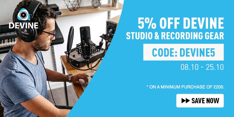 5% off Devine studio & recording gear with code DEVINE5
